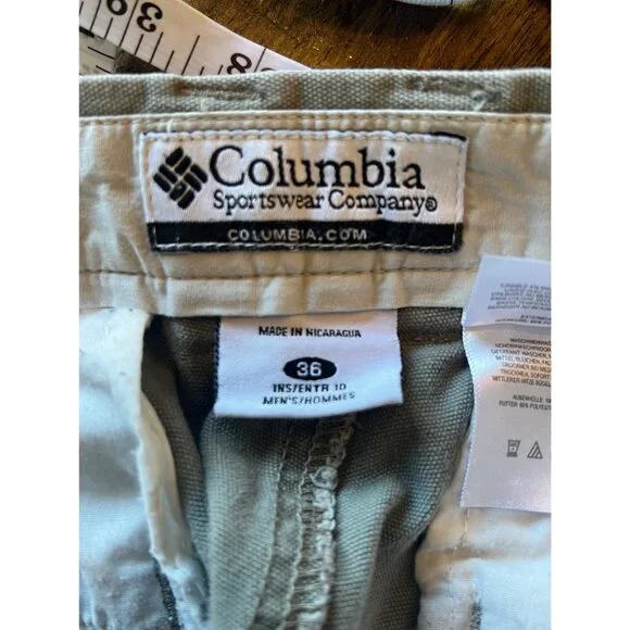 Columbia Grey Flat Front Casual Cotton Men's Shorts 36" Waist 9" Inseam - Picture 6 of 9